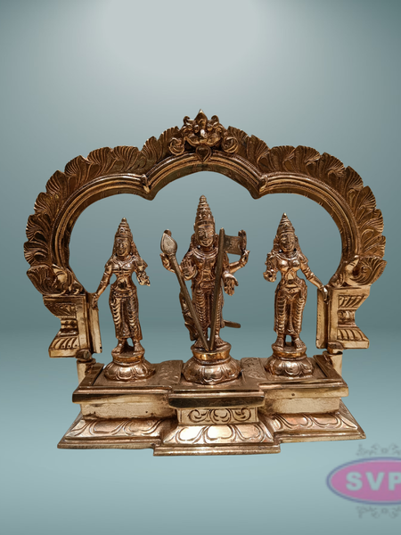 Panchaloham Murugan Valli Deivayanai Idol Set with Prabhavali