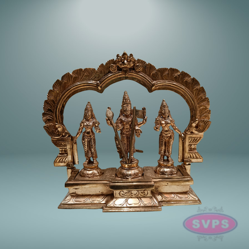 Panchaloham Murugan Valli Deivayanai Idol Set with Prabhavali