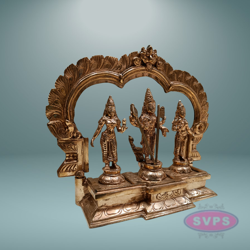 Panchaloham Murugan Valli Deivayanai Idol Set with Prabhavali