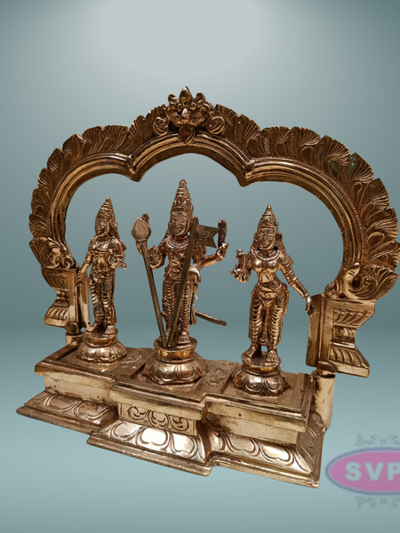 Panchaloham Murugan Valli Deivayanai Idol Set with Prabhavali