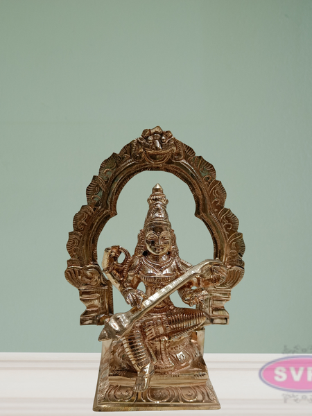 Panchaloham Saraswati Idol With Arch