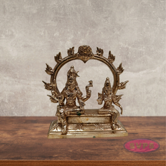 Panchaloham Shiva Parvati With Arch / 5 Inches