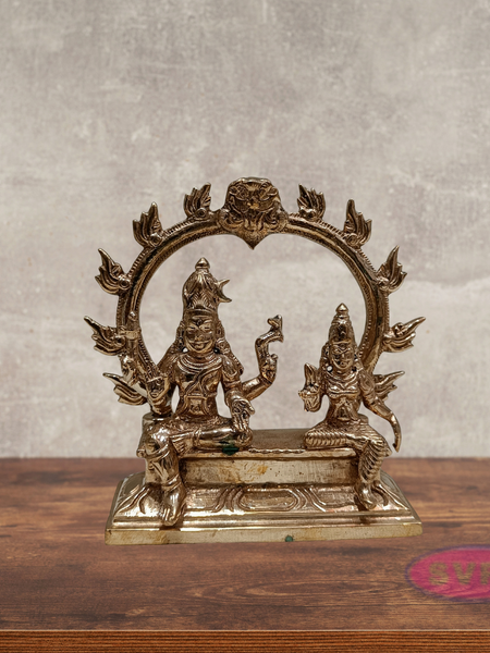 Panchaloham Shiva Parvati With Arch / 5 Inches