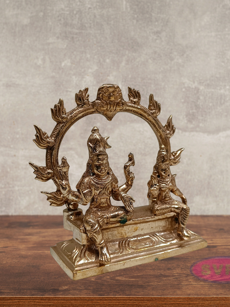 Panchaloham Shiva Parvati With Arch / 5 Inches