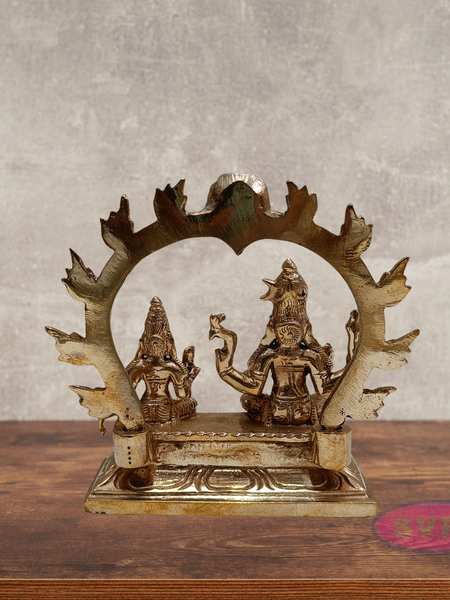 Panchaloham Shiva Parvati With Arch / 5 Inches