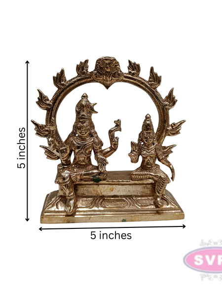 Panchaloham Shiva Parvati With Arch / 5 Inches