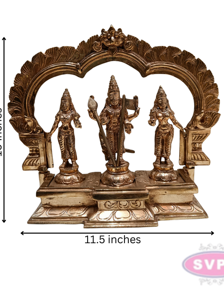 Panchaloham Murugan Valli Deivayanai Idol Set with Prabhavali