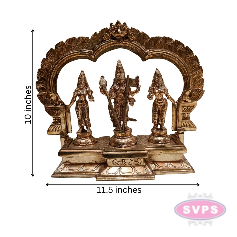 Panchaloham Murugan Valli Deivayanai Idol Set with Prabhavali