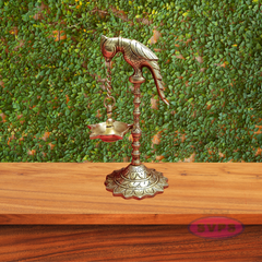Brass Parrot With Hanging Oil Lamp