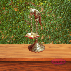 Brass Parrot With Hanging Oil Lamp