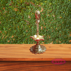 Brass Parrot With Hanging Oil Lamp