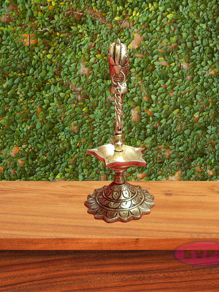 Brass Parrot With Hanging Oil Lamp