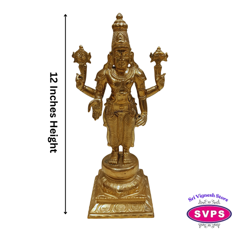 Sri Perumal Panchaloha Idol 12 Inches – Authentic Panchalogham Murti for Pooja