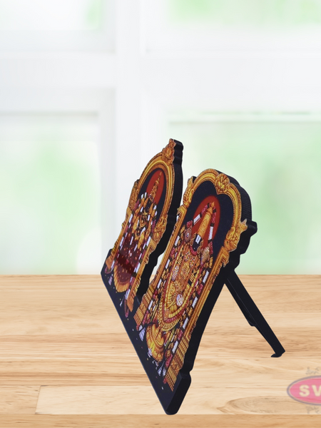 Wooden Sri Balaji With Padmavathi Thayar  Table Stand / Wall Hanging Photo Cutout