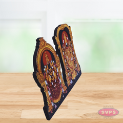 Wooden Sri Balaji With Padmavathi Thayar  Table Stand / Wall Hanging Photo Cutout