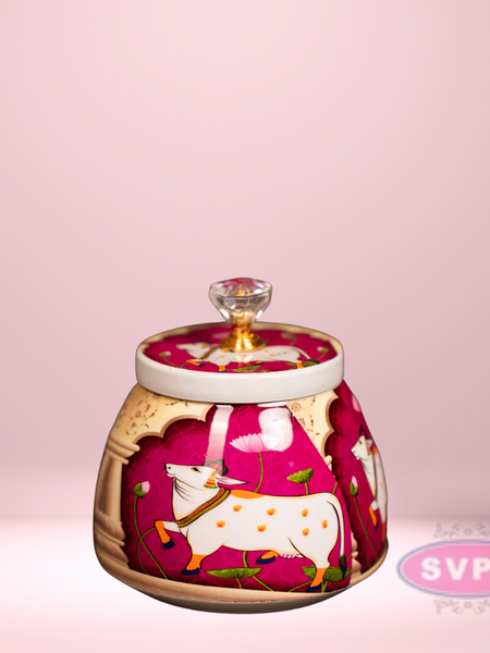 Pichwai Cow Design Nuts Jar