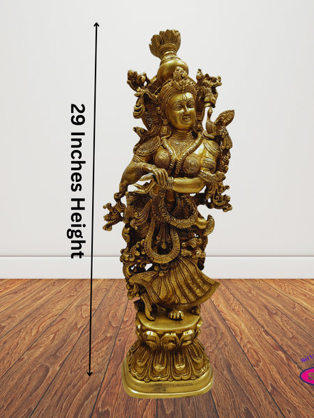2.5 Feet Tall Brass Sri Radha Statue – Handcrafted Devotional Decor