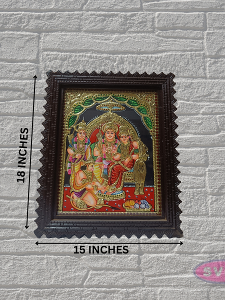 Rama Pattabhishekam Tanjore Painting with Premium Teak Wood Frame – Gold Foil Traditional Art