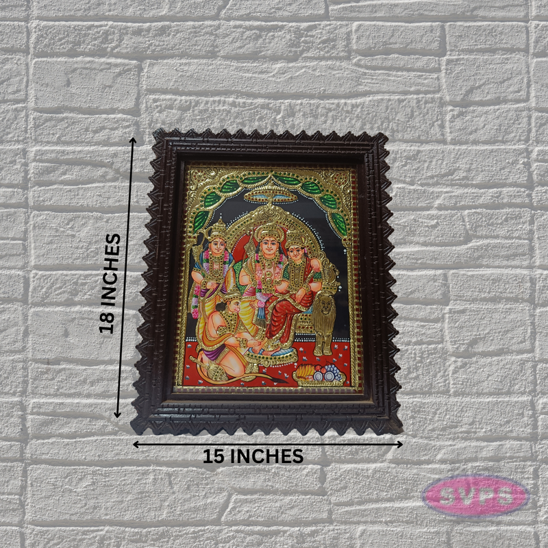 Rama Pattabhishekam Tanjore Painting with Premium Teak Wood Frame – Gold Foil Traditional Art