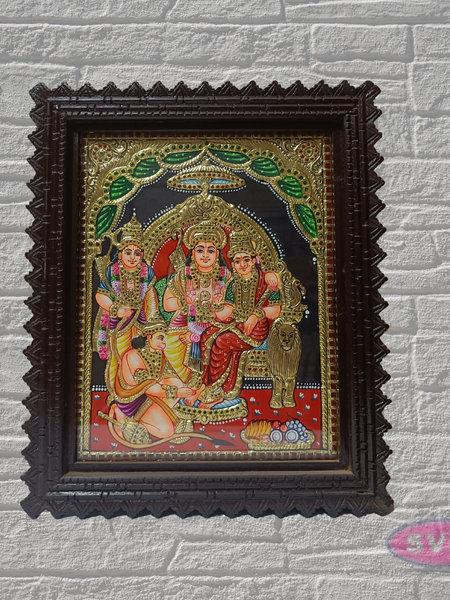 Rama Pattabhishekam Tanjore Painting with Premium Teak Wood Frame – Gold Foil Traditional Art