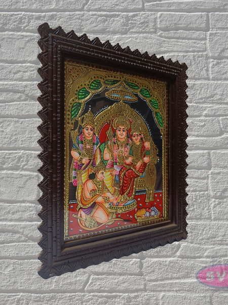 Rama Pattabhishekam Tanjore Painting with Premium Teak Wood Frame – Gold Foil Traditional Art