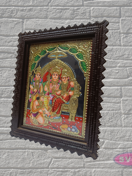 Rama Pattabhishekam Tanjore Painting with Premium Teak Wood Frame – Gold Foil Traditional Art
