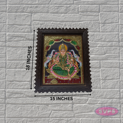Goddess Lakshmi Tanjore Painting with Premium Teak Wood Frame – Gold Foil Traditional Art