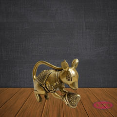 Brass Mouse Figurine – Lord Ganesha Vahana Statue