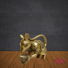 Brass Mouse Figurine – Lord Ganesha Vahana Statue