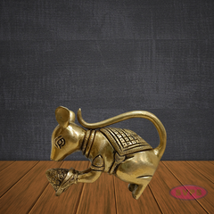 Brass Mouse Figurine – Lord Ganesha Vahana Statue