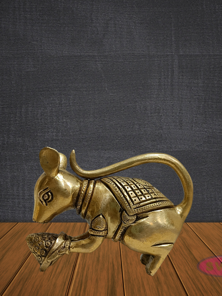 Brass Mouse Figurine – Lord Ganesha Vahana Statue