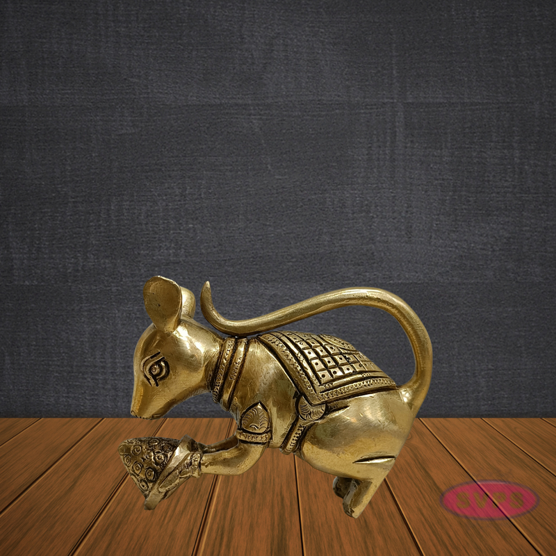Brass Mouse Figurine – Lord Ganesha Vahana Statue