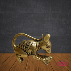 Brass Mouse Figurine – Lord Ganesha Vahana Statue