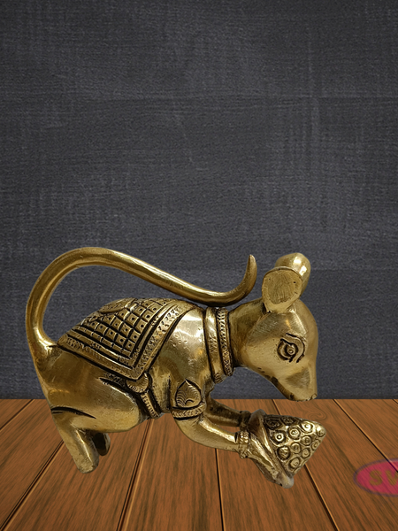 Brass Mouse Figurine – Lord Ganesha Vahana Statue