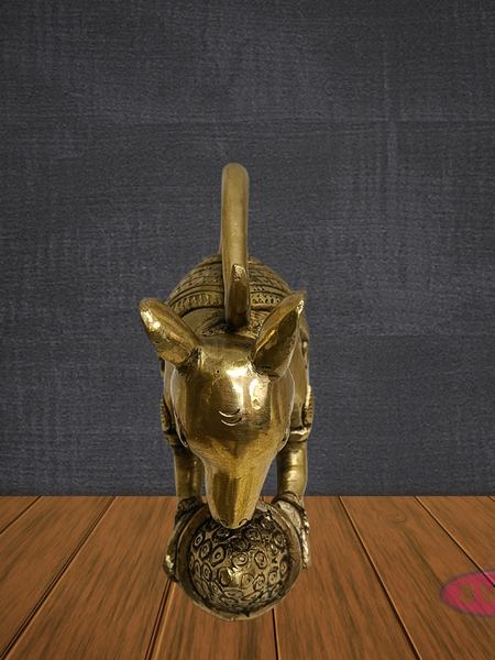 Brass Mouse Figurine – Lord Ganesha Vahana Statue