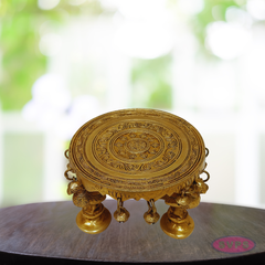 Brass Peacock Chowki / Peeta with Bells – Handcrafted Pooja Stand
