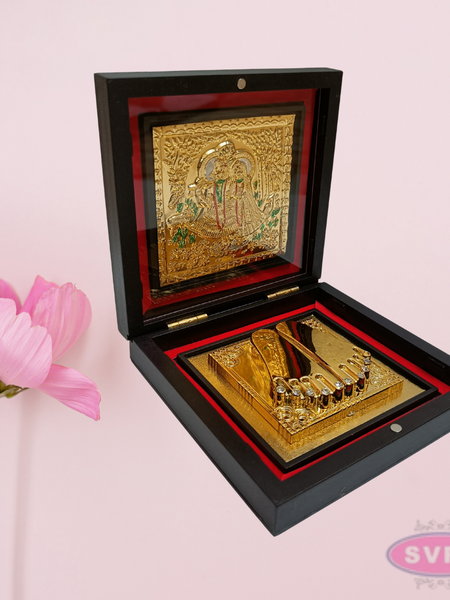 Gold Plated Sri Radha Krishna Padam Box