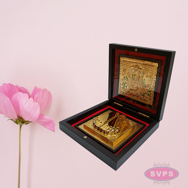 Gold Plated Sri Radha Krishna Padam Box