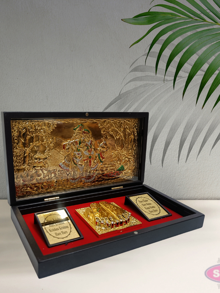 Gold Plated Radha Krishna  Padam Box