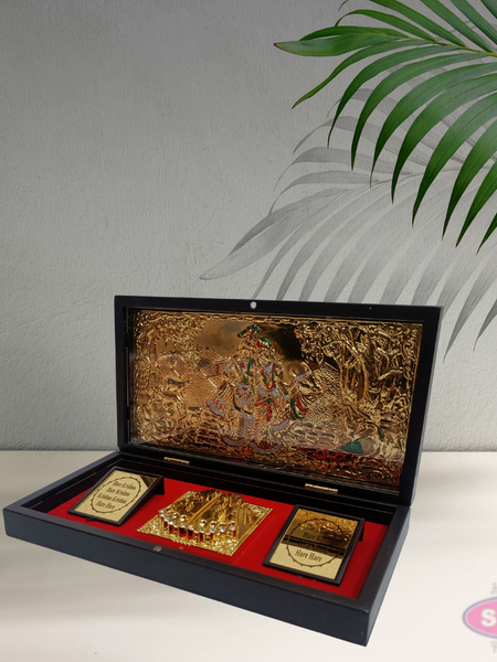 Gold Plated Radha Krishna  Padam Box