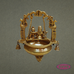 Brass Radha Krishna Urli Jhula with Bells