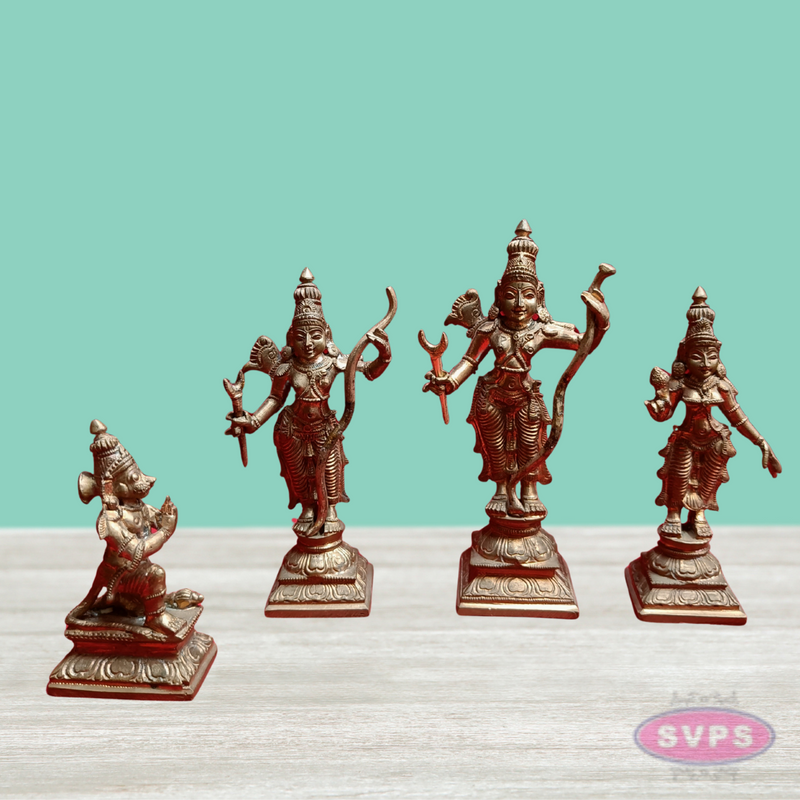 Handmade Panchalogam   Ramar Set / Ram Sita Lakshman Hanuman Statue