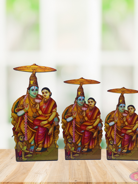 Wooden Sri Rama Pattabhishekam Table Stand / Wall Hanging Photo Cutout