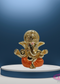 Resin 4 Hands Ganesha Gold Silver Coated Orange Red Dhothi