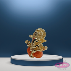 Resin 4 Hands Ganesha Gold Silver Coated Orange Red Dhothi