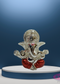 Resin 4 Hands Ganesha Gold Silver Coated Orange Red Dhothi