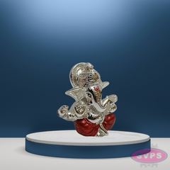 Resin 4 Hands Ganesha Gold Silver Coated Orange Red Dhothi