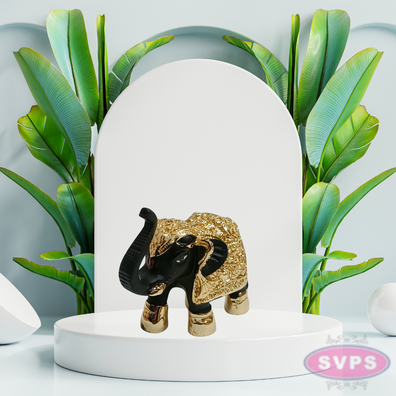 Resin Elephant Set Gold Coated Decor