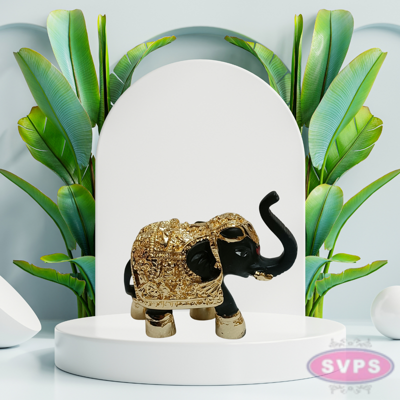 Resin Elephant Set Gold Coated Decor