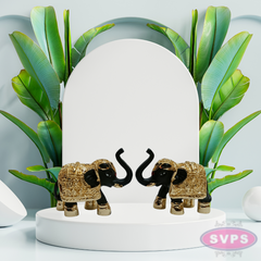 Resin Elephant Set Gold Coated Decor